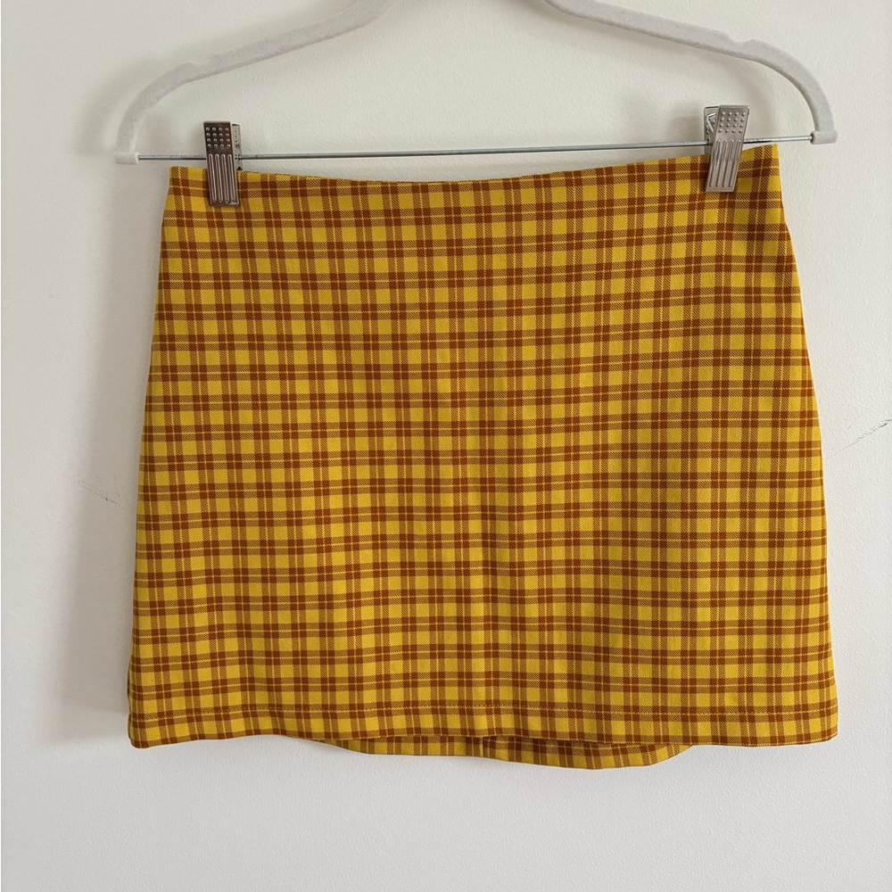 Y2K Urban Outfitters Yellow Brown Plaid Mini Skirt